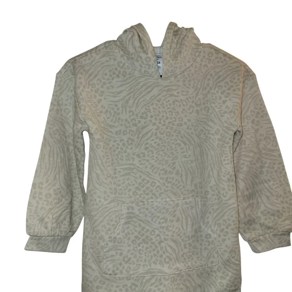 CARTERS KIDS LEOPARD Patterned Hoodie Dress SIZE 8 8/A